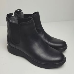 VIONIC EVERGREEN BLACK LEATHER GRIP SOLE PULL ON WATER RESISTANT BOOTS WOMENS 5